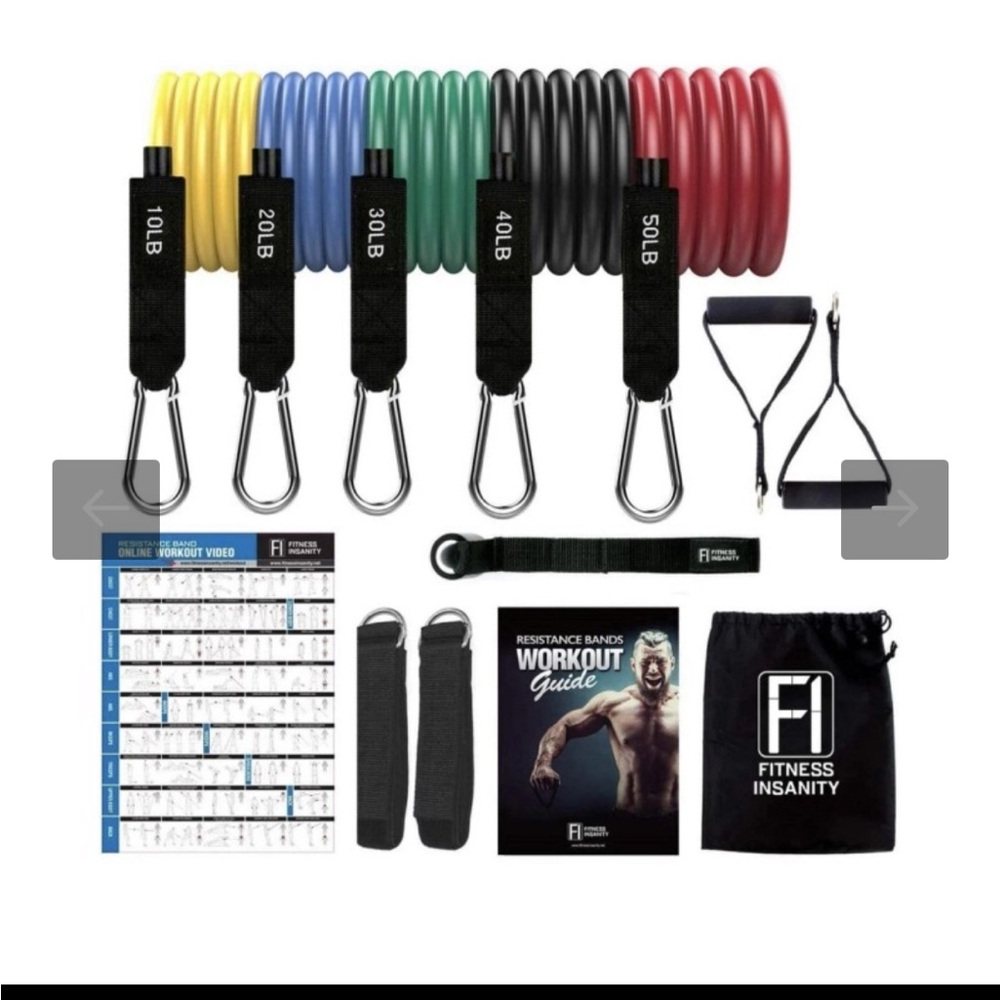 New Open Box unbreakable  Resistance Bands Set Fitness Insanity .